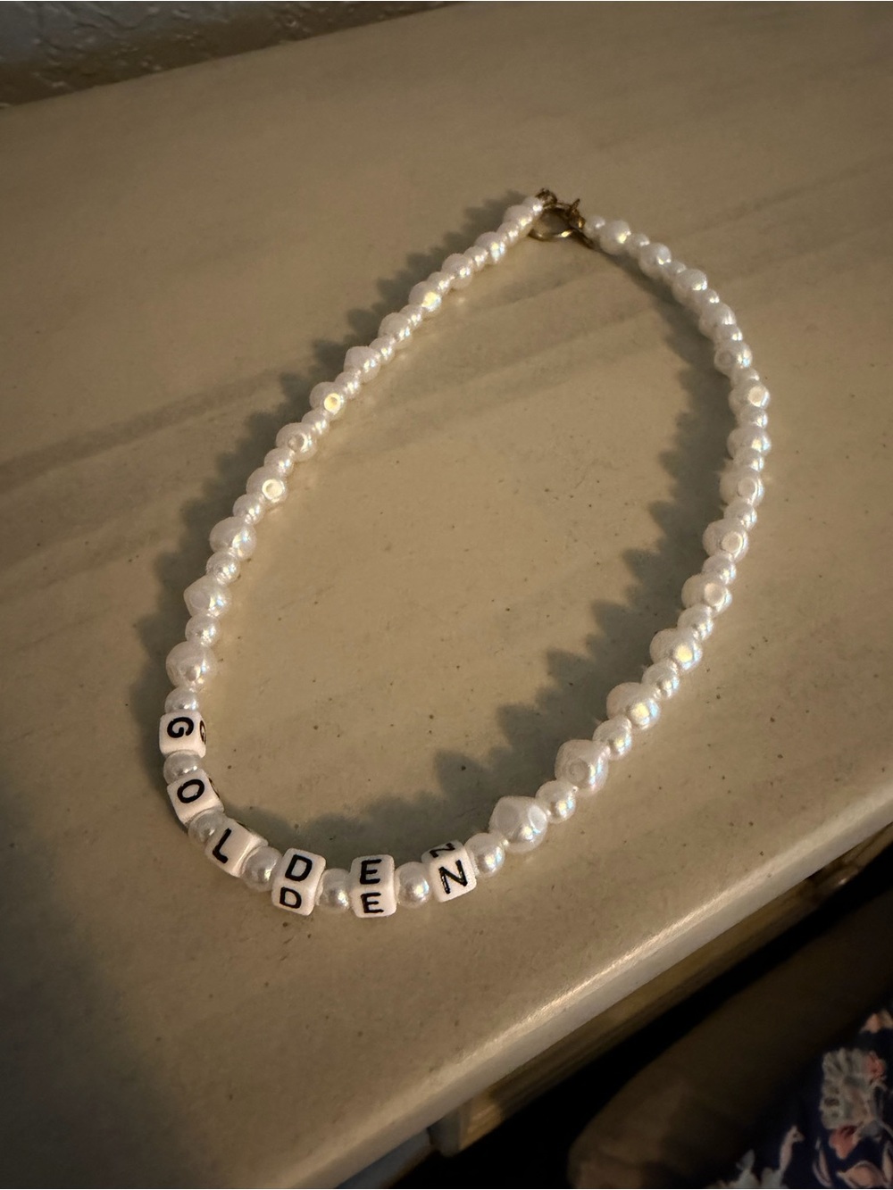 Personalized White Pearl Beaded Necklace Beads Golden necklace (harry styles)